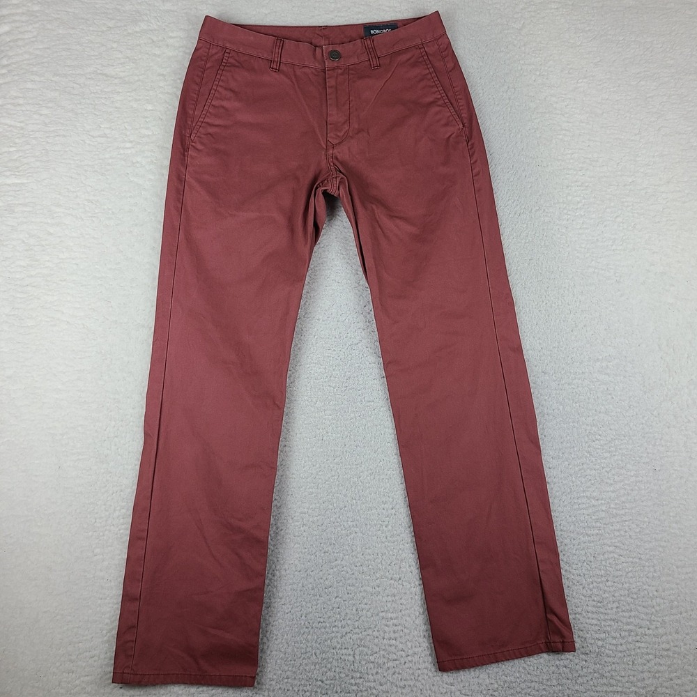 BONOBOS Pants Mens 30x30 Dark Pink Solid Straight Leg 100% Cotton Chino Khakis